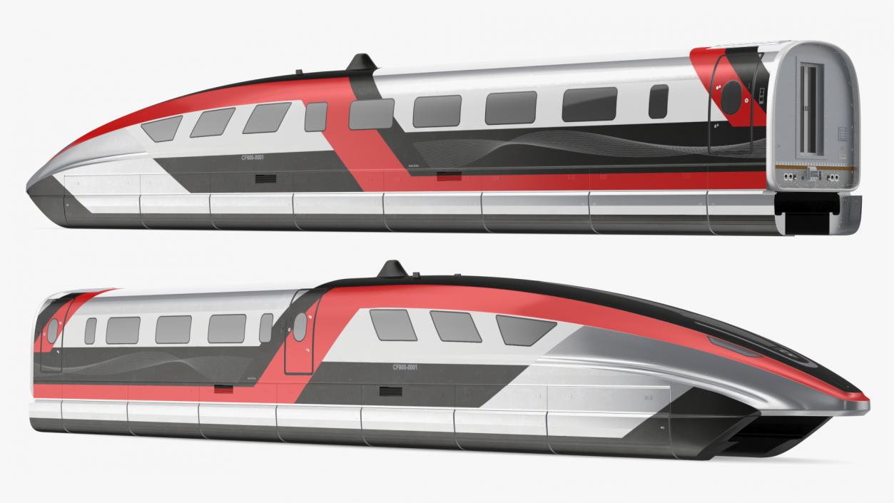 3D model Red Maglev Bullet Train Engine