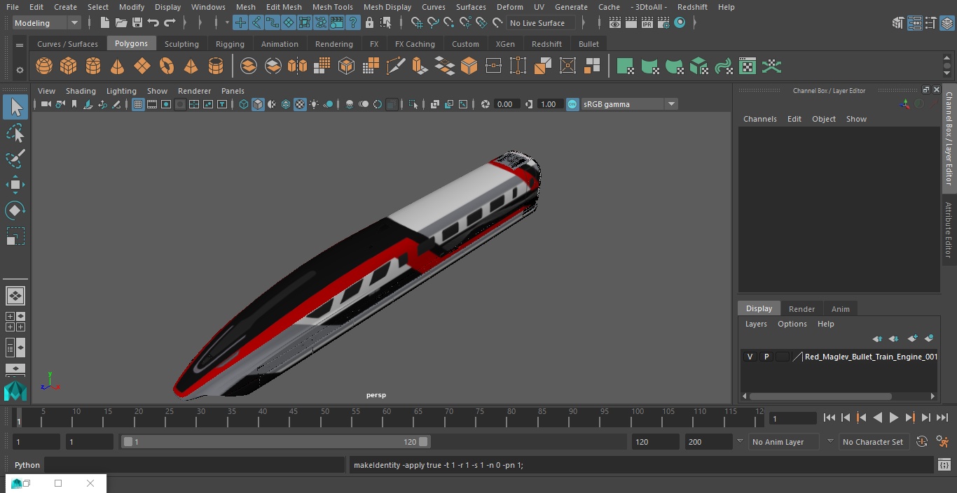 3D model Red Maglev Bullet Train Engine