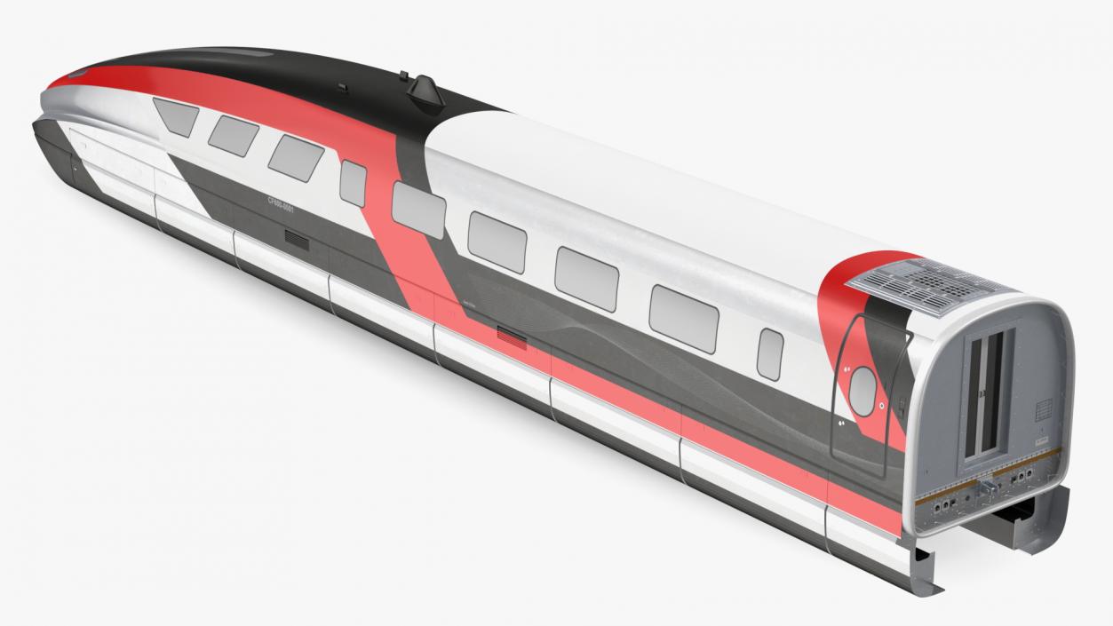 3D model Red Maglev Bullet Train Engine