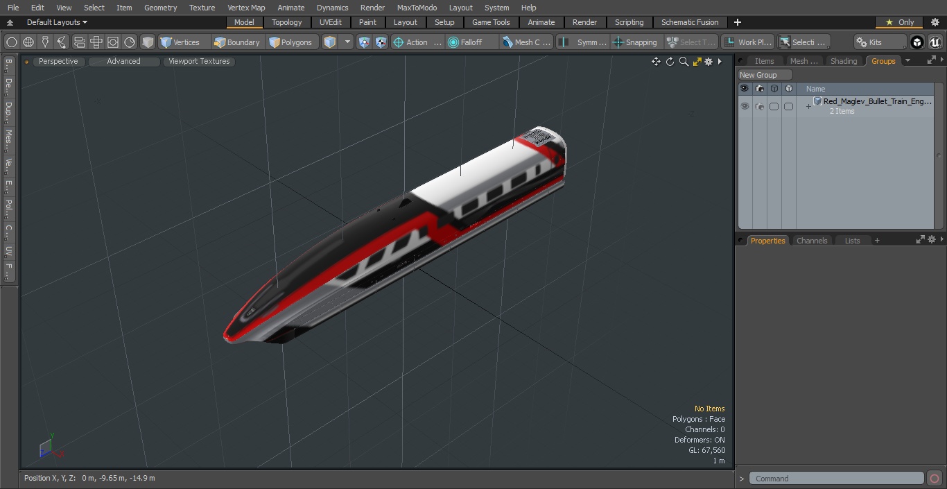 3D model Red Maglev Bullet Train Engine