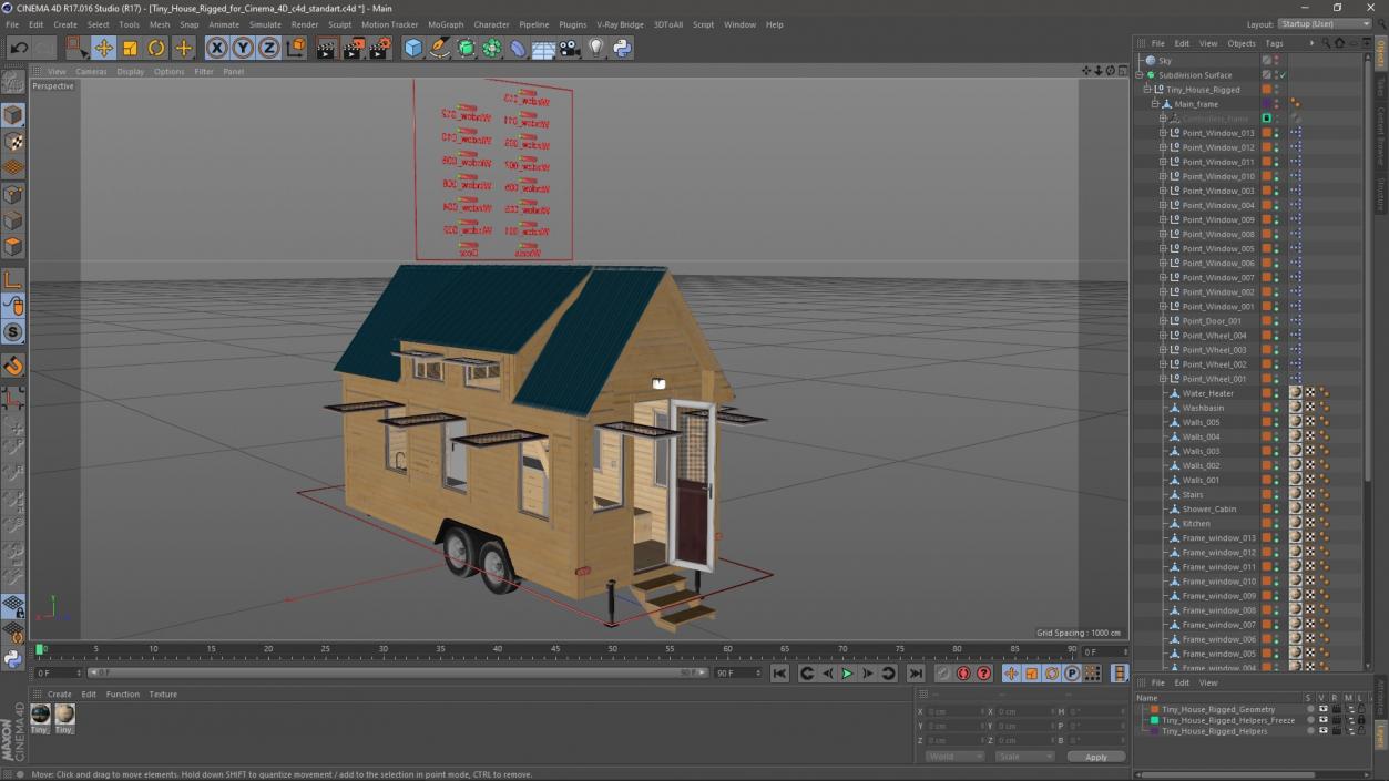 3D Tiny House Rigged for Cinema 4D