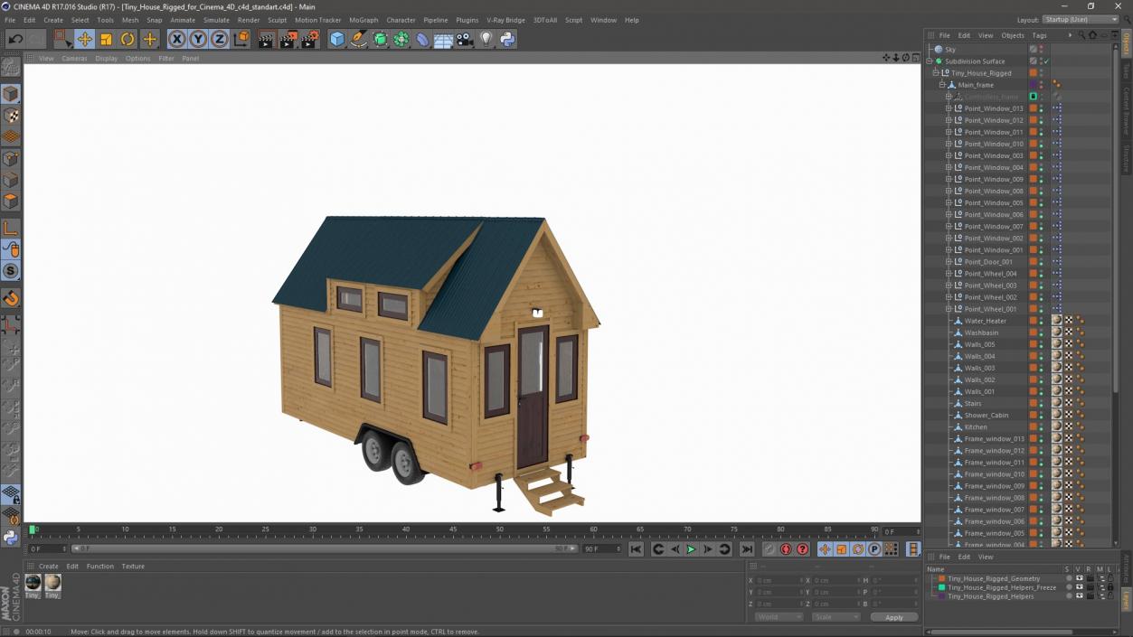 3D Tiny House Rigged for Cinema 4D