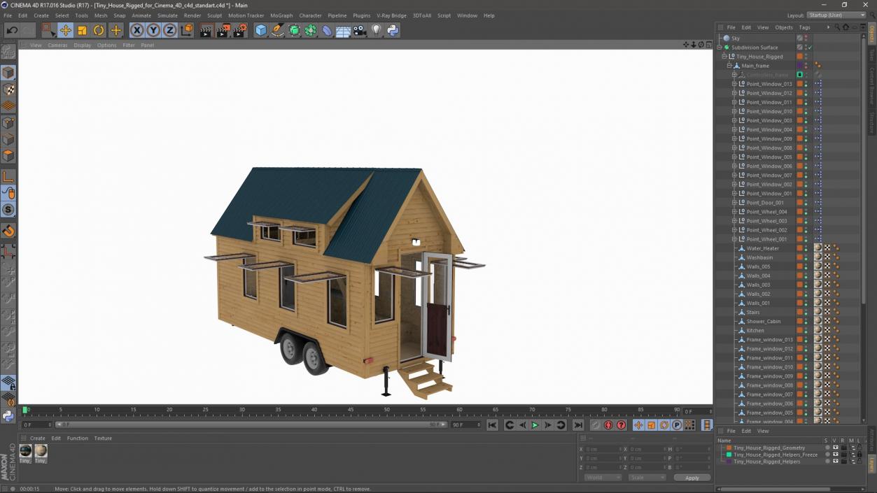 3D Tiny House Rigged for Cinema 4D