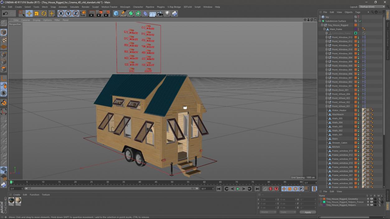 3D Tiny House Rigged for Cinema 4D