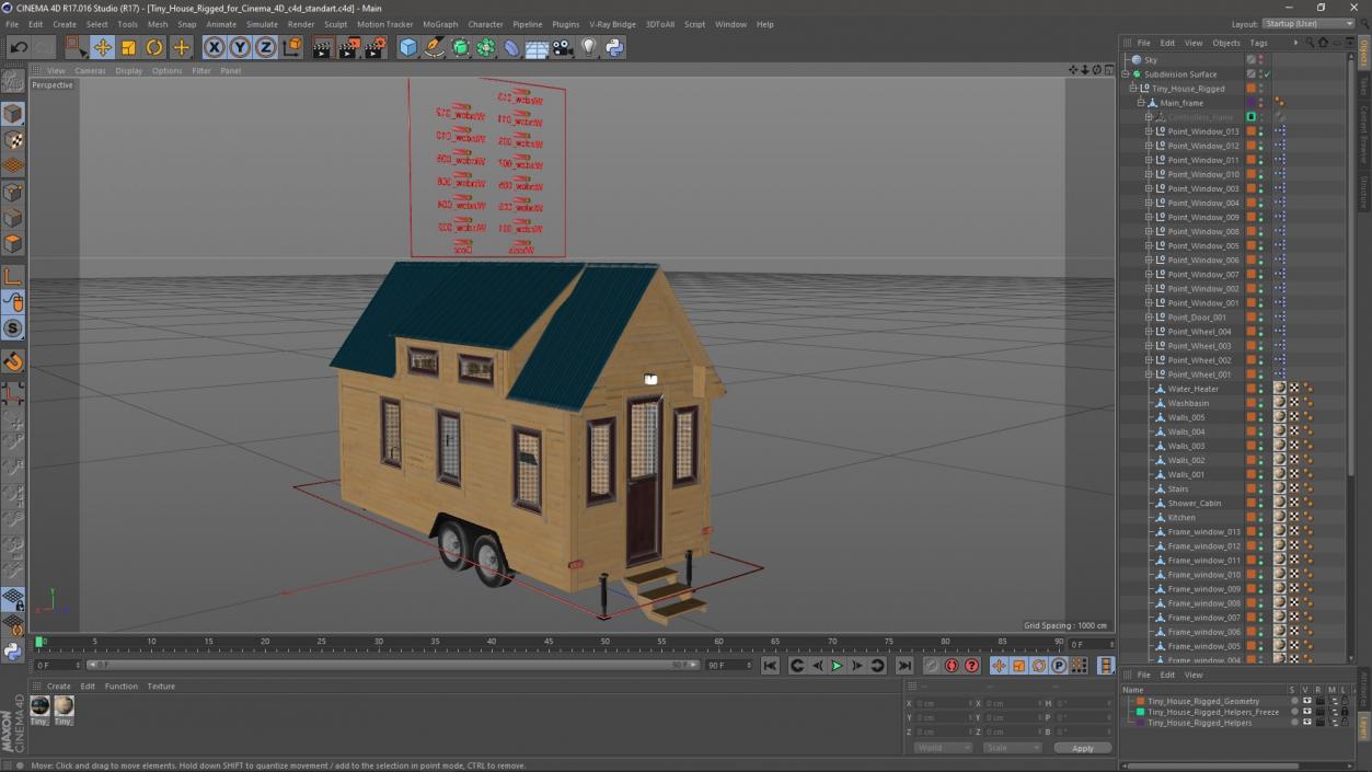 3D Tiny House Rigged for Cinema 4D