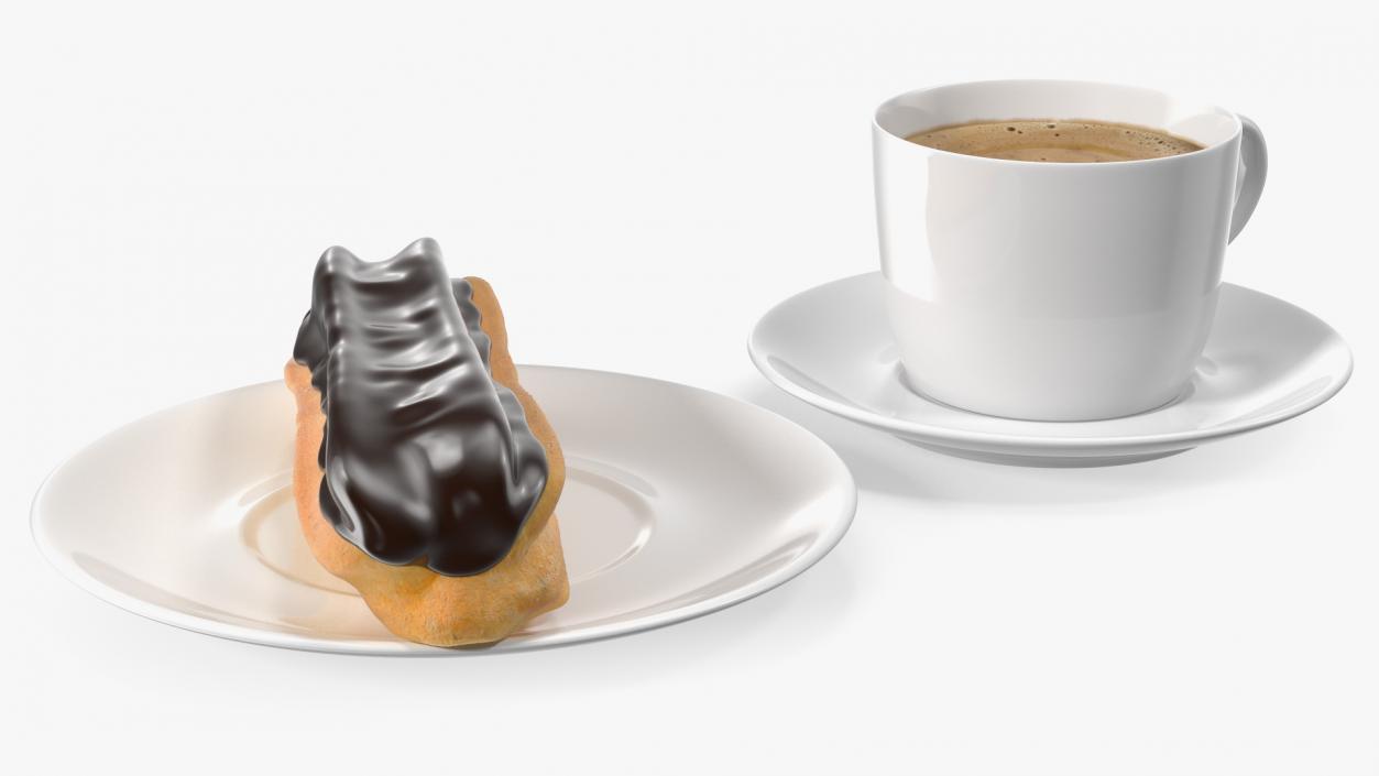 3D Eclair in Chocolate Glaze with Coffee Cup