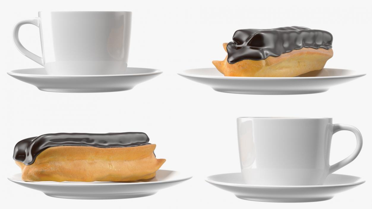 3D Eclair in Chocolate Glaze with Coffee Cup