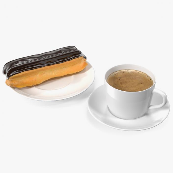 3D Eclair in Chocolate Glaze with Coffee Cup