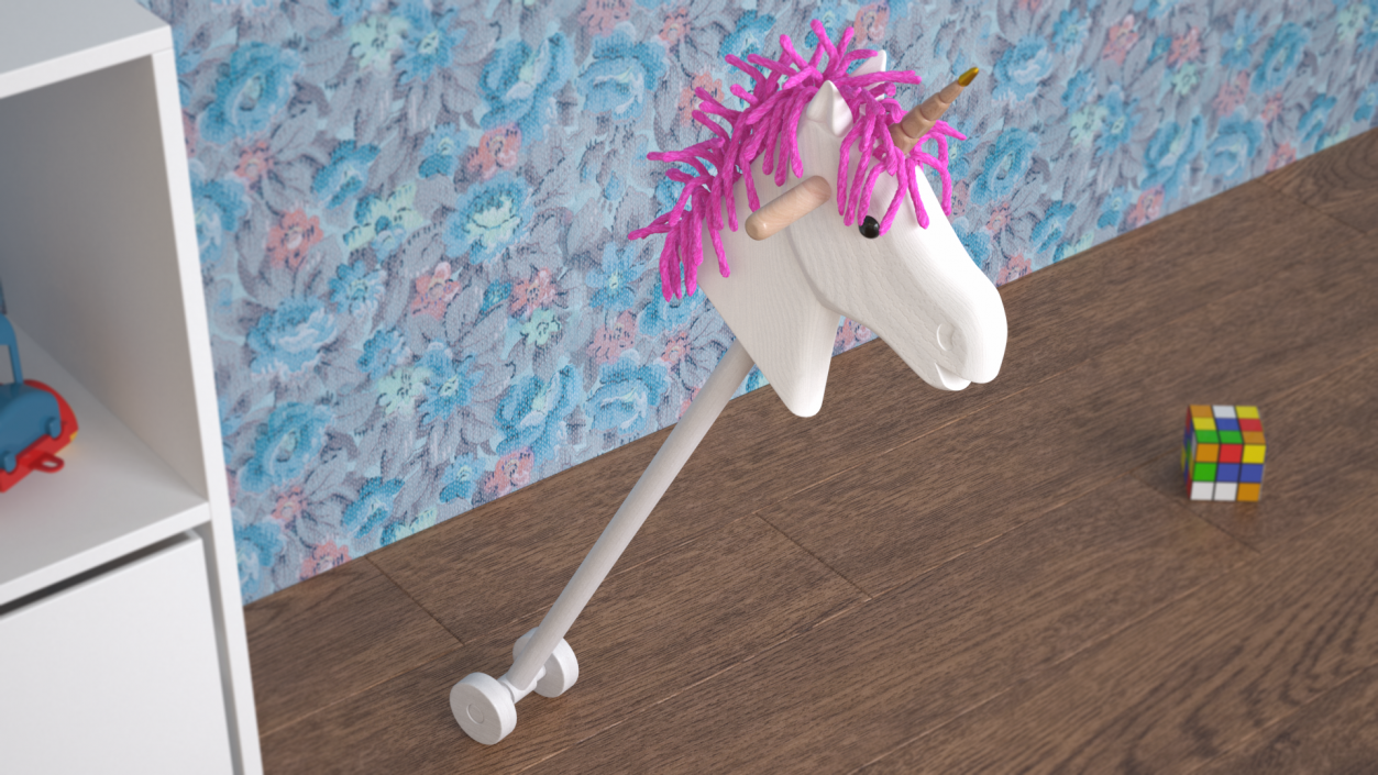 3D White Unicorn Hobbyhorse Toy model