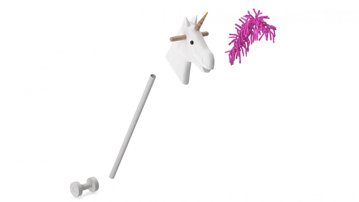 3D White Unicorn Hobbyhorse Toy model