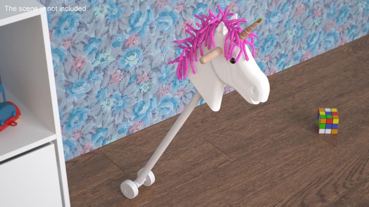 3D White Unicorn Hobbyhorse Toy model