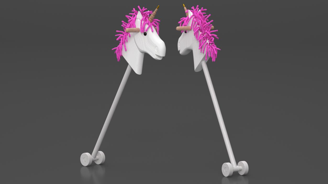 3D White Unicorn Hobbyhorse Toy model