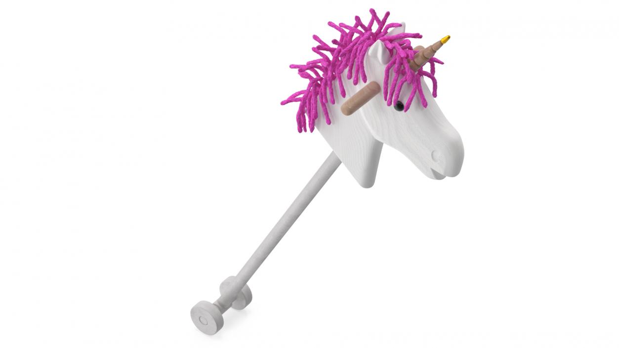 3D White Unicorn Hobbyhorse Toy model