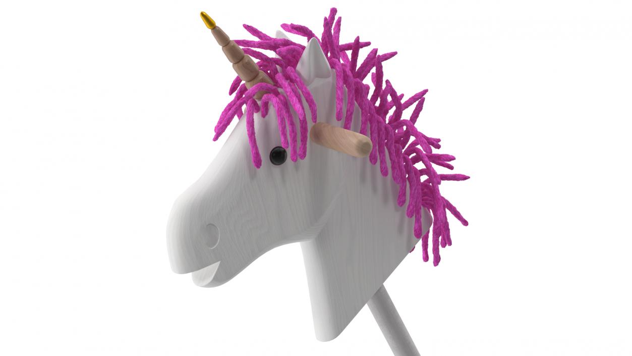 3D White Unicorn Hobbyhorse Toy model