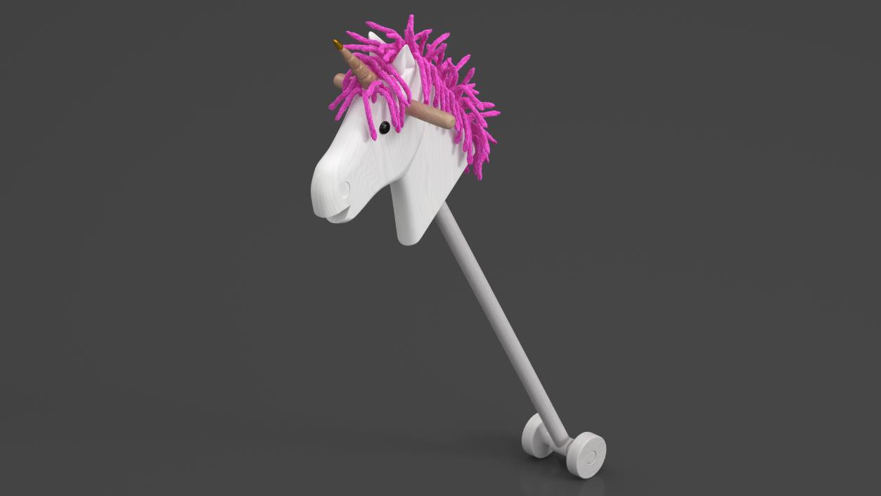 3D White Unicorn Hobbyhorse Toy model