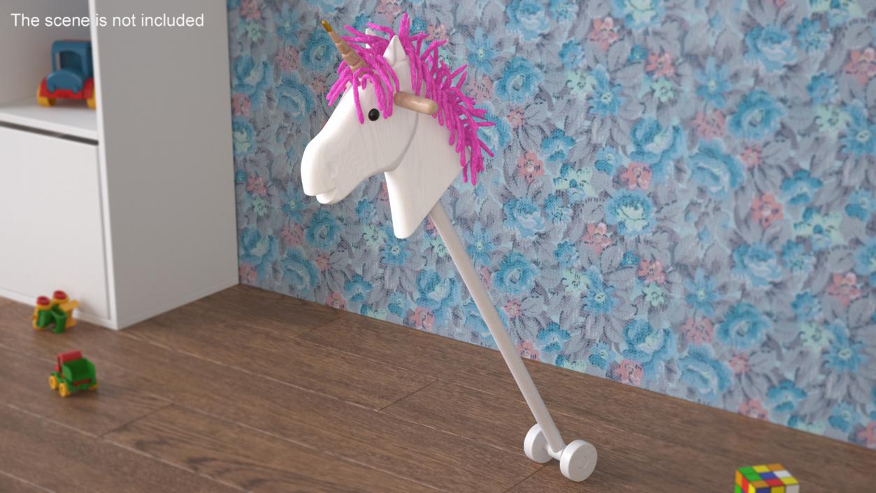 3D White Unicorn Hobbyhorse Toy model