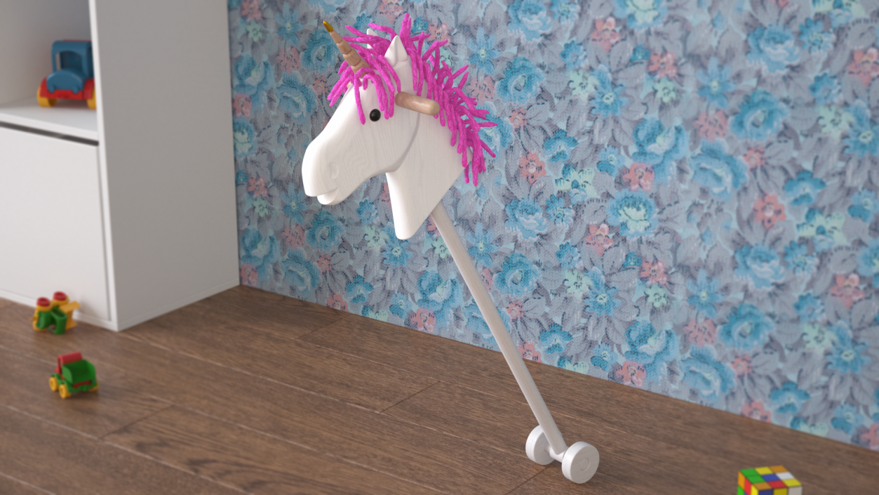 3D White Unicorn Hobbyhorse Toy model