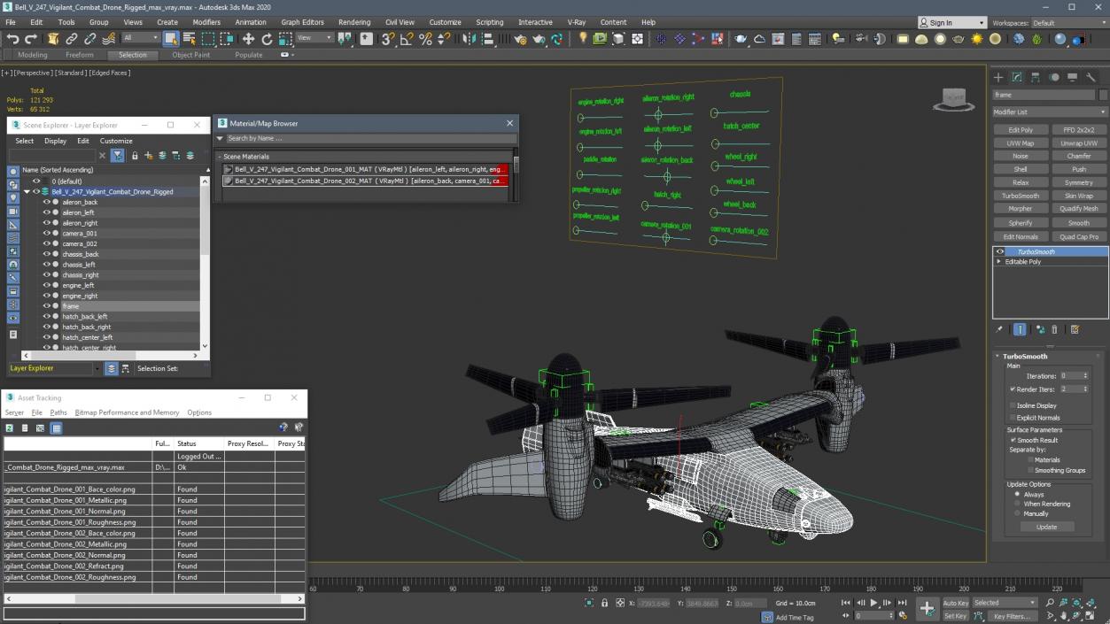 3D Bell V 247 Vigilant Combat Drone Rigged for Cinema 4D model