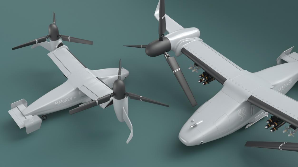 3D Bell V 247 Vigilant Combat Drone Rigged for Cinema 4D model