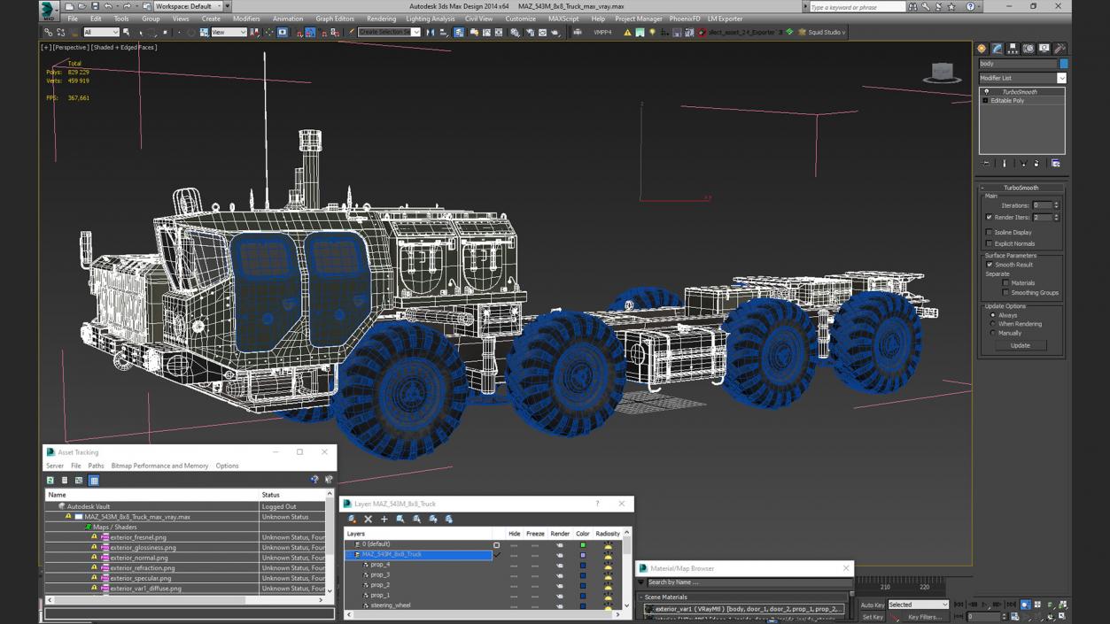 3D MAZ 543M 8x8 Truck model