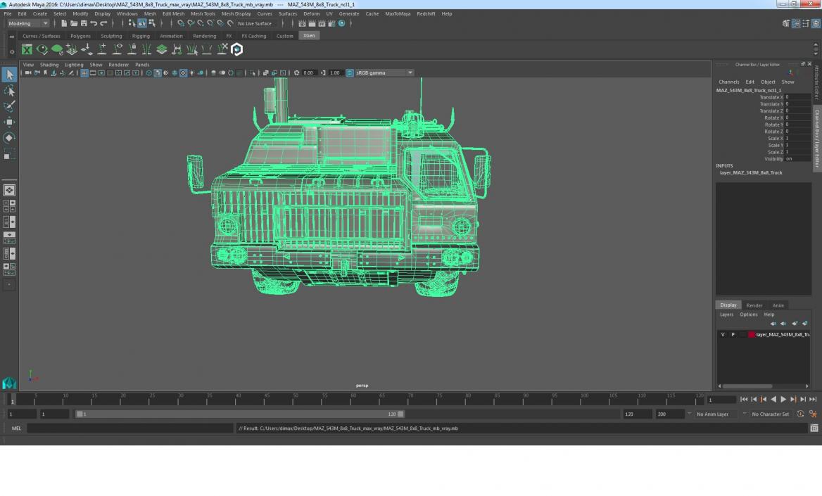 3D MAZ 543M 8x8 Truck model