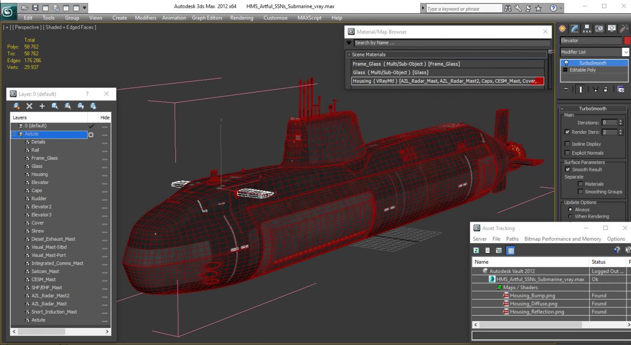 3D model HMS Artful SSNs Submarine