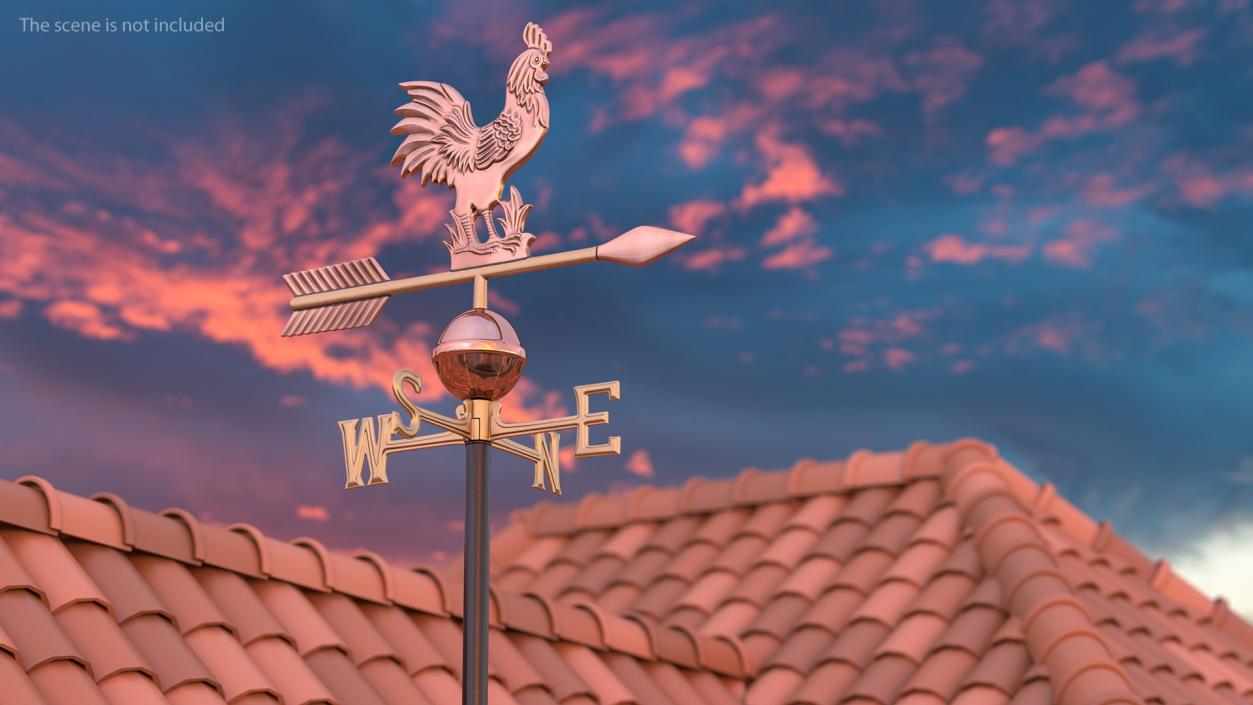 3D Copper Rooster Weathervane