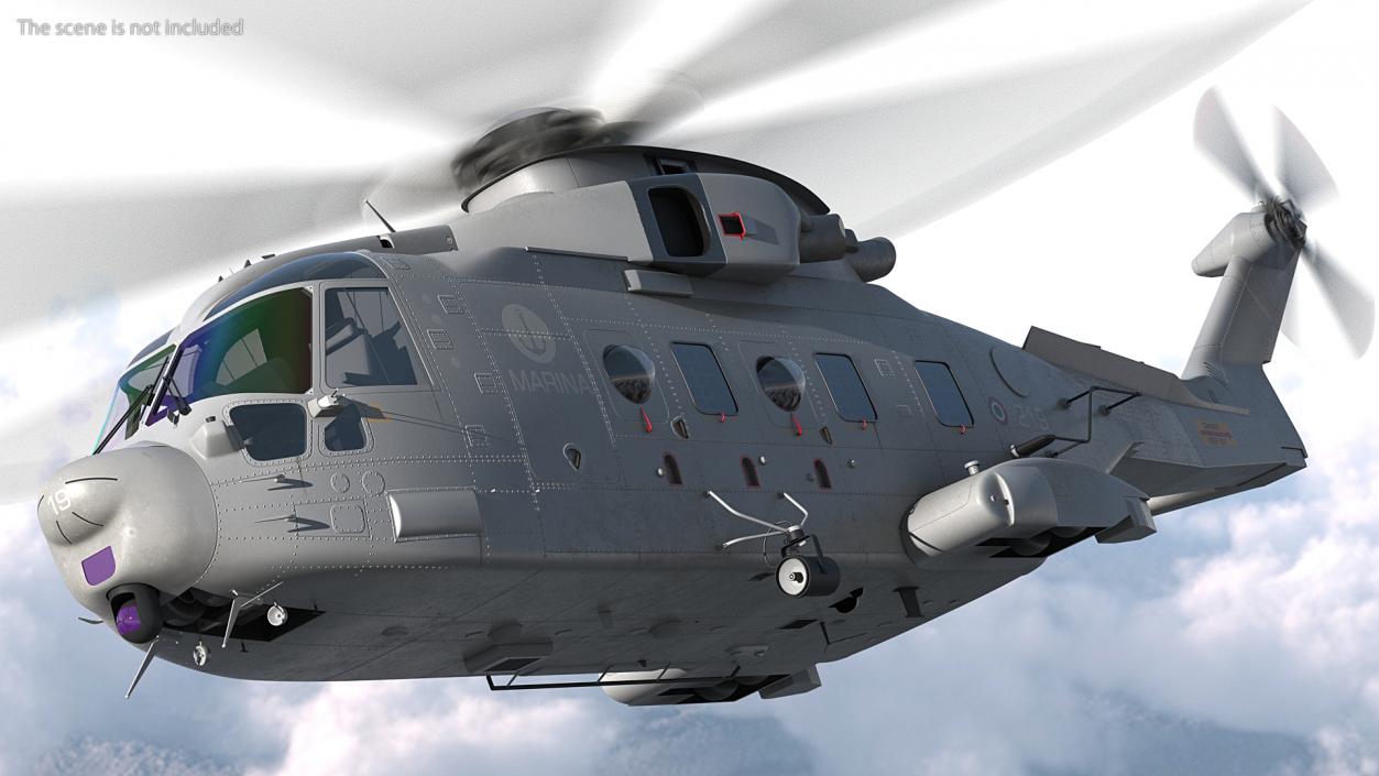 3D AgustaWestland AW101 Helicopter Italian Navy Rigged