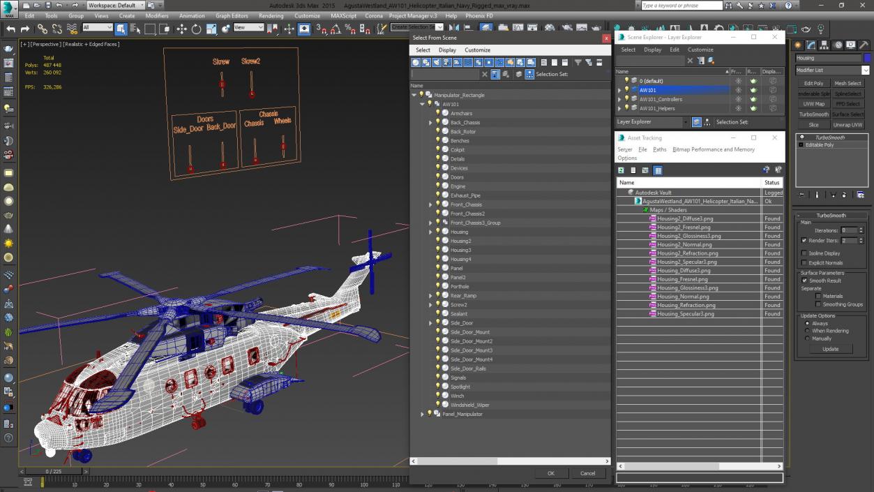 3D AgustaWestland AW101 Helicopter Italian Navy Rigged