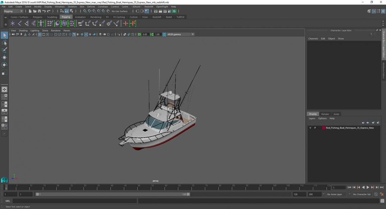 3D Red Fishing Boat Henriques 35 Express New