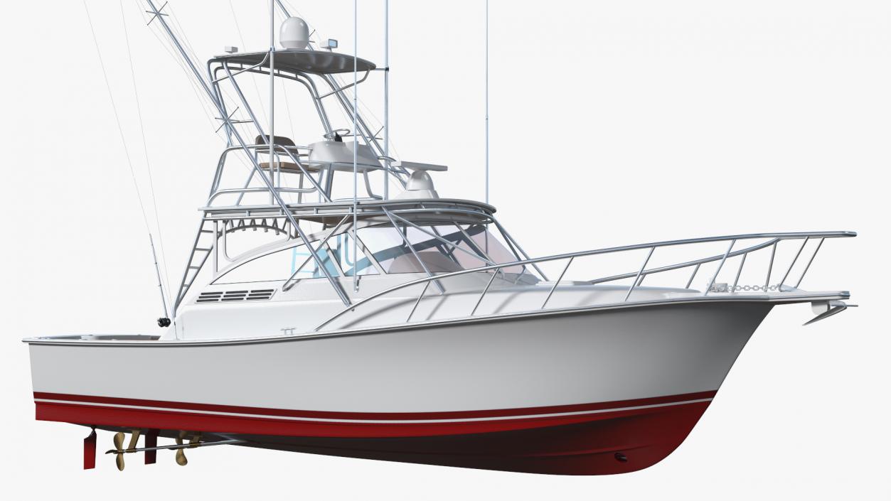 3D Red Fishing Boat Henriques 35 Express New