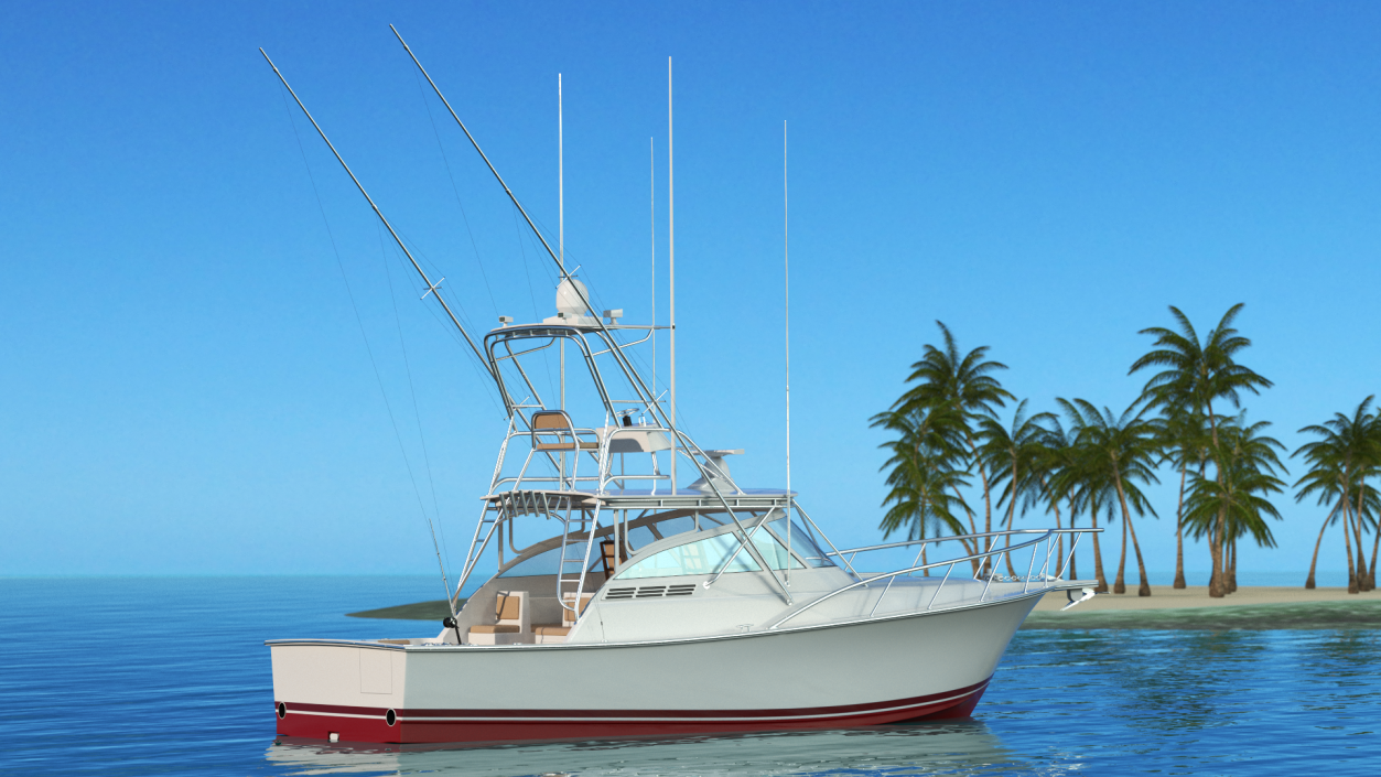 3D Red Fishing Boat Henriques 35 Express New