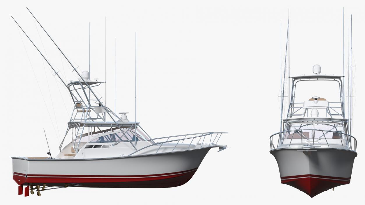 3D Red Fishing Boat Henriques 35 Express New