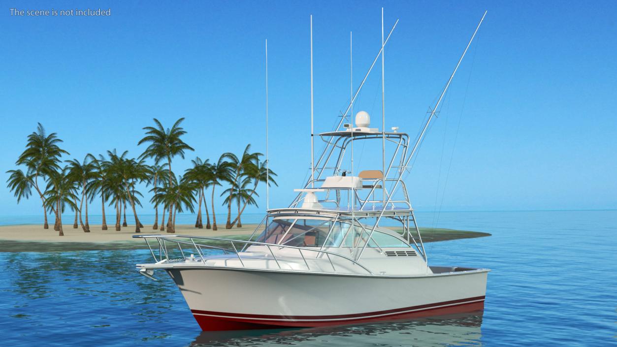 3D Red Fishing Boat Henriques 35 Express New