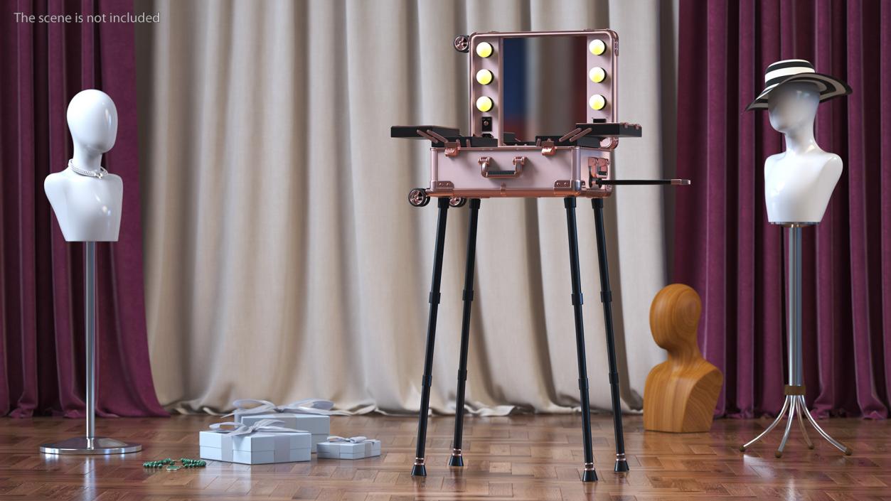 3D Professional Makeup Trolley with Light Pink model