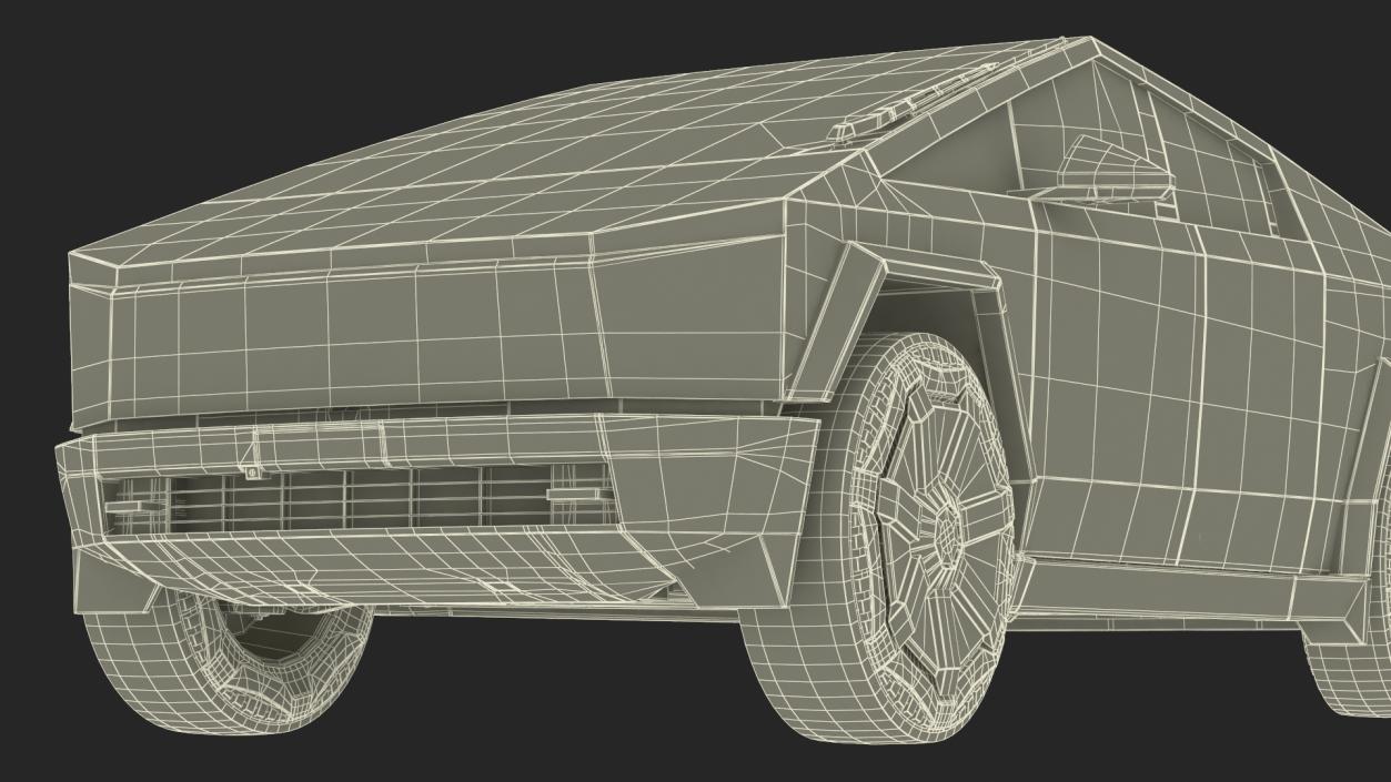 3D 2024 Tesla Cybertruck with Lights On