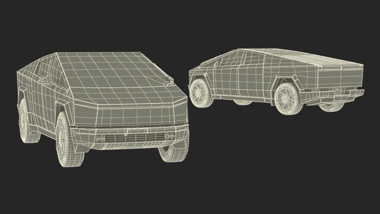 3D 2024 Tesla Cybertruck with Lights On