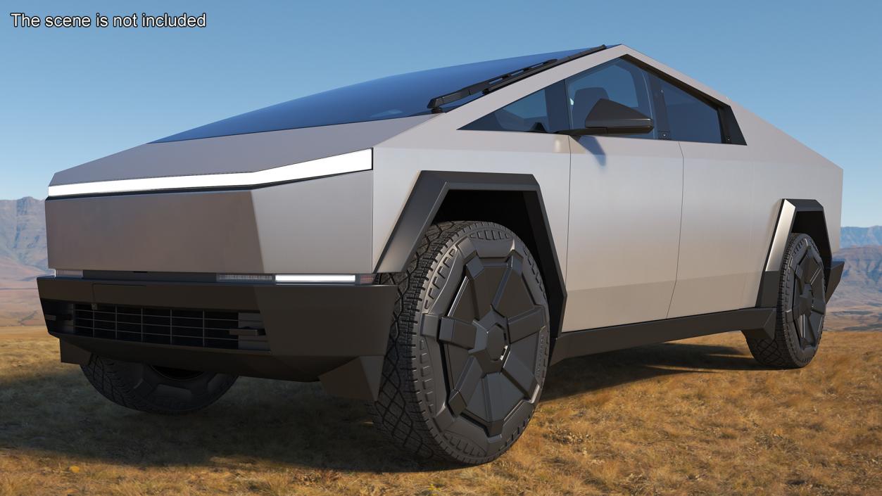 3D 2024 Tesla Cybertruck with Lights On