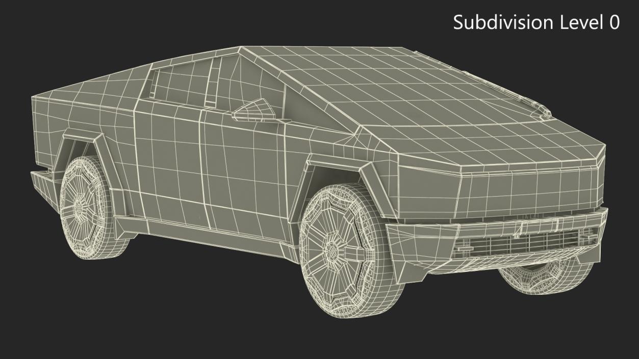 3D 2024 Tesla Cybertruck with Lights On