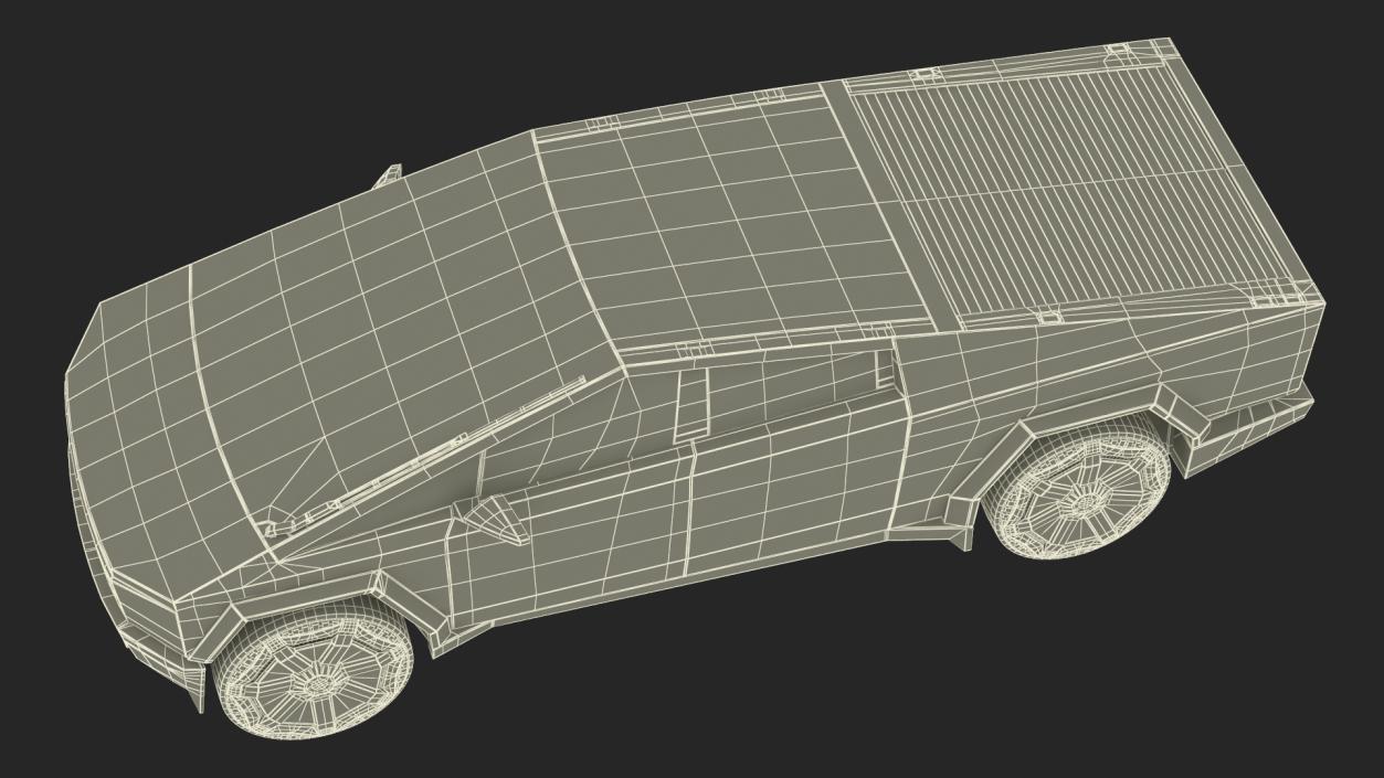 3D 2024 Tesla Cybertruck with Lights On