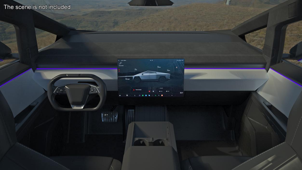 3D 2024 Tesla Cybertruck with Lights On