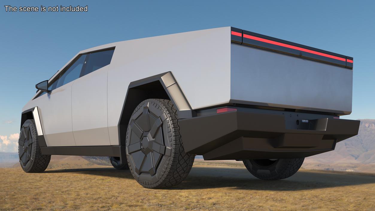 3D 2024 Tesla Cybertruck with Lights On