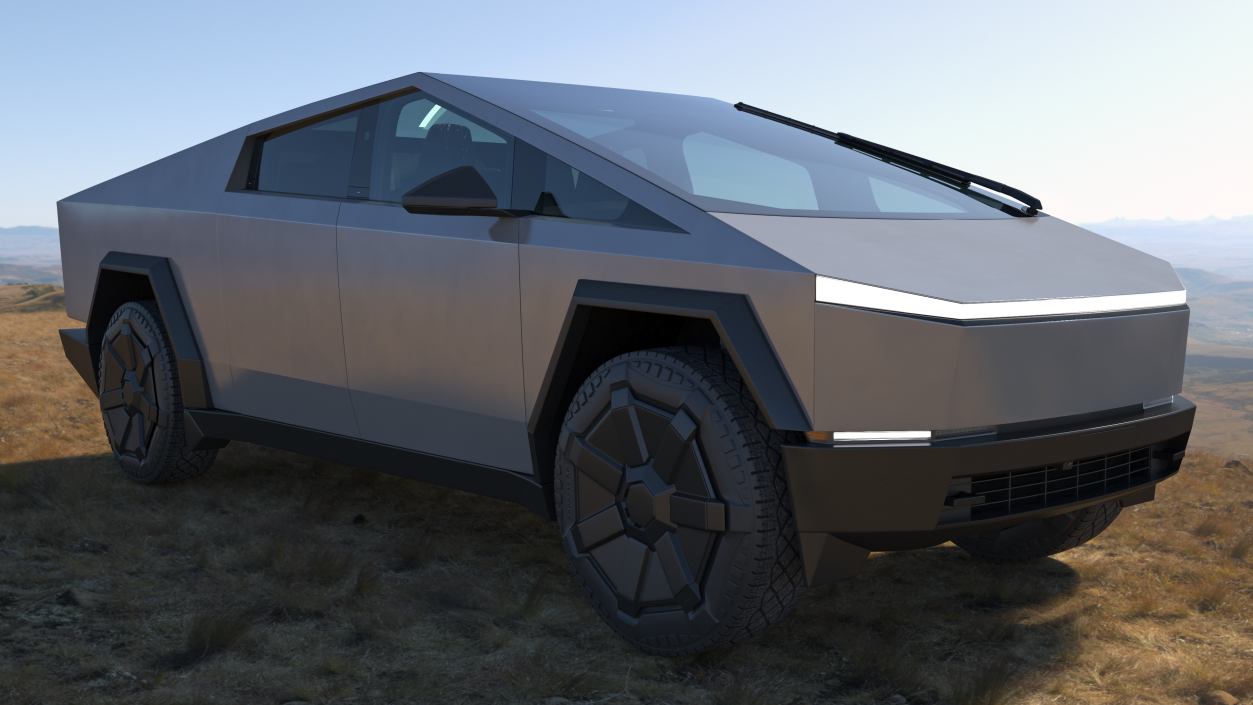 3D 2024 Tesla Cybertruck with Lights On