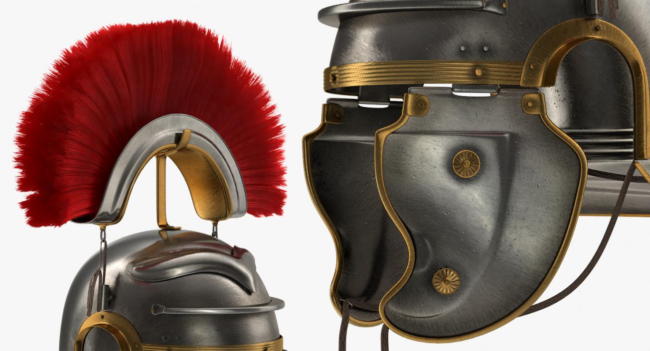 Roman Helmet with Red Crest 3D