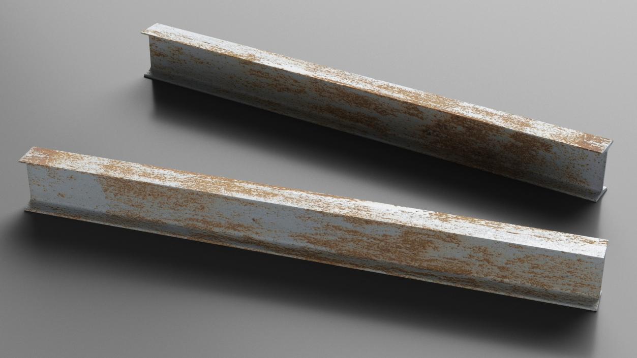 3D Rusty Steel I-Beam model