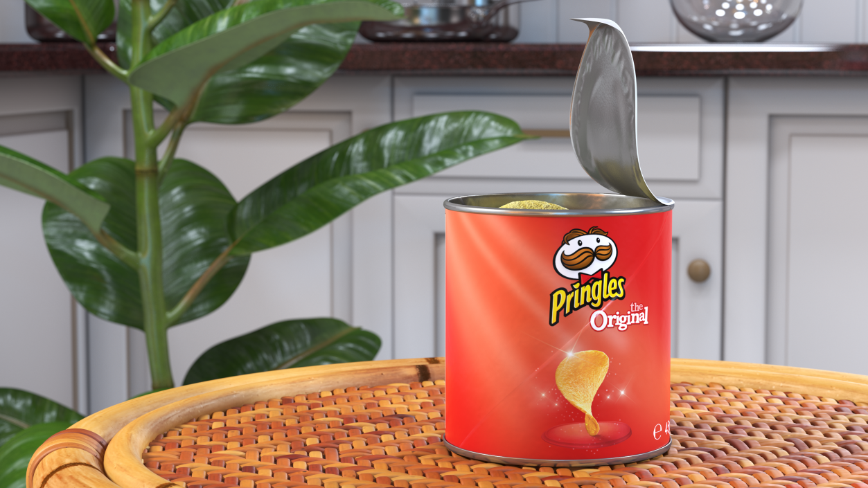 3D model Open Pringles Original Potato Chips Small Can