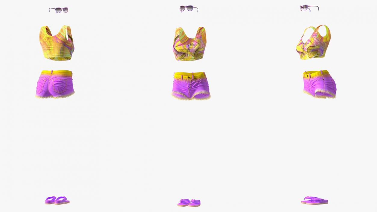 Beach Style Shorts and Blouse 3D model