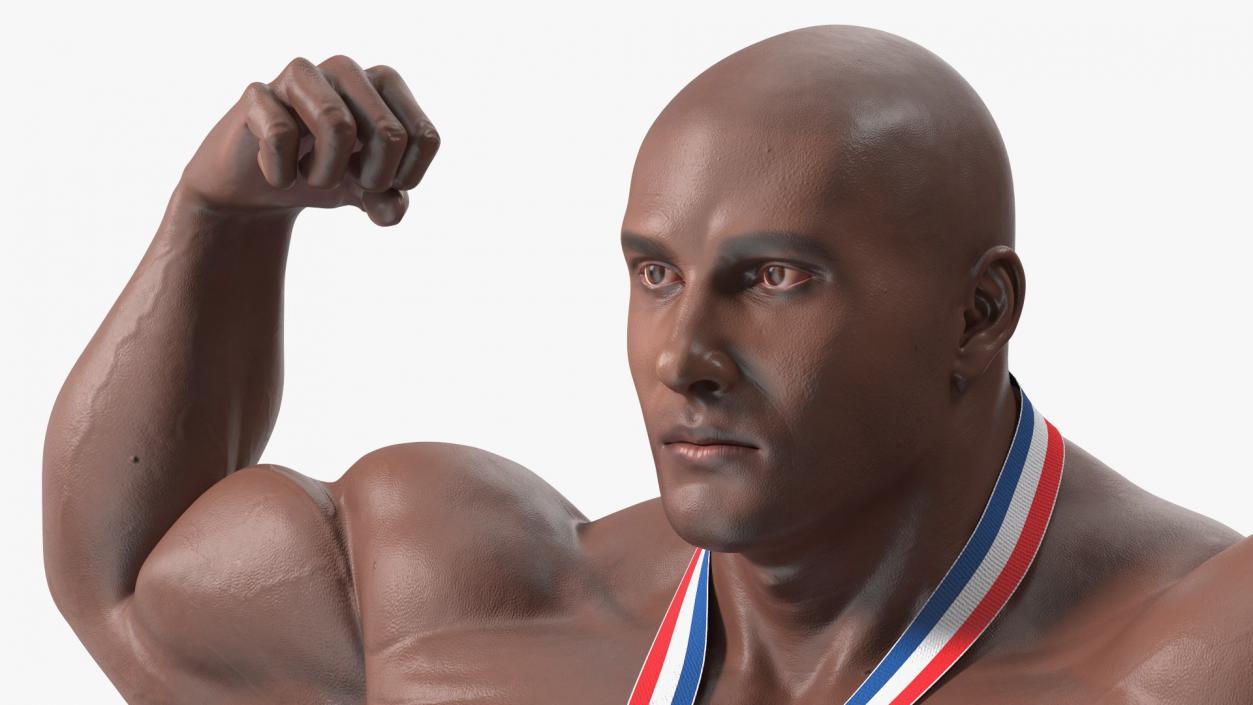 Champion Afro American Bodybuilder Man Rigged for Maya 3D model