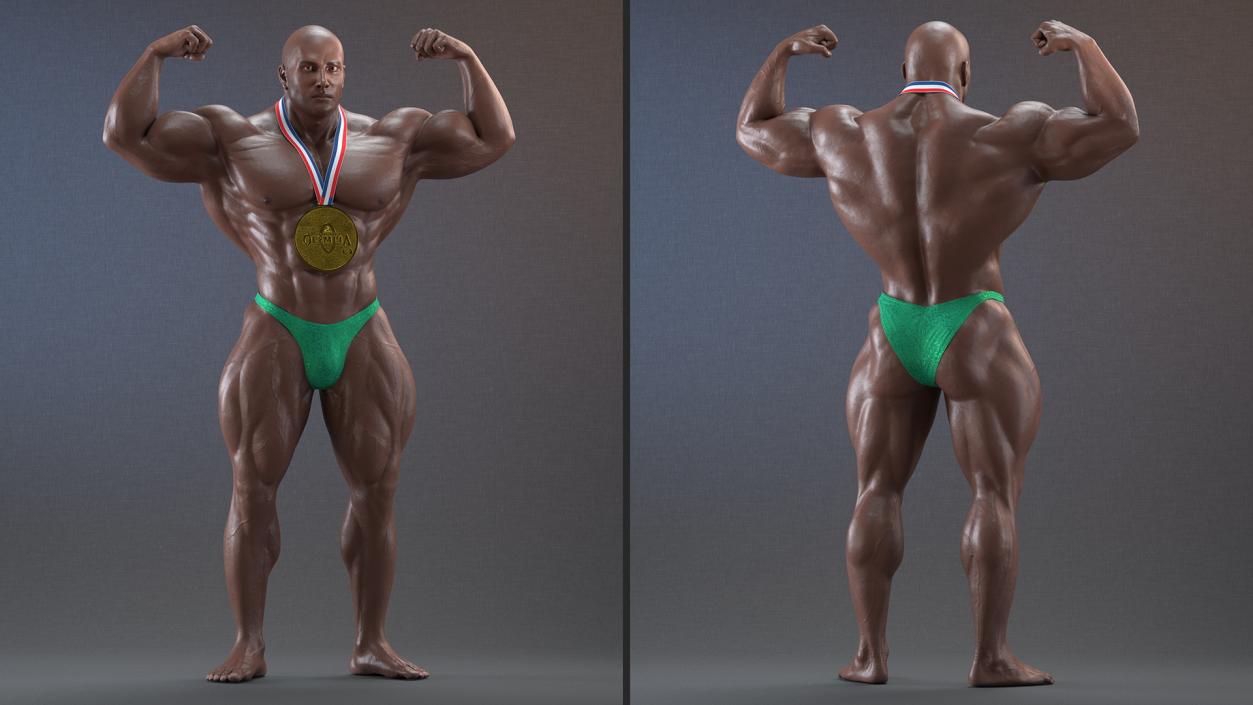 Champion Afro American Bodybuilder Man Rigged for Maya 3D model