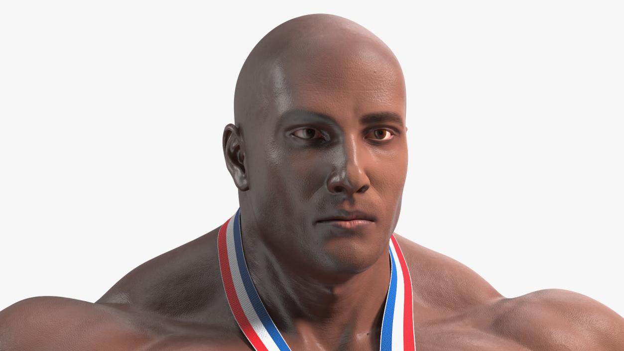 Champion Afro American Bodybuilder Man Rigged for Maya 3D model